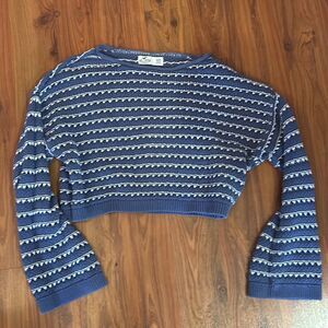 Hollister cropped blue oversized knit sweater size XXS